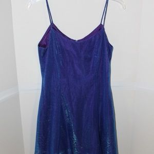 Blue metallic cocktail dress. 9-10 Large
